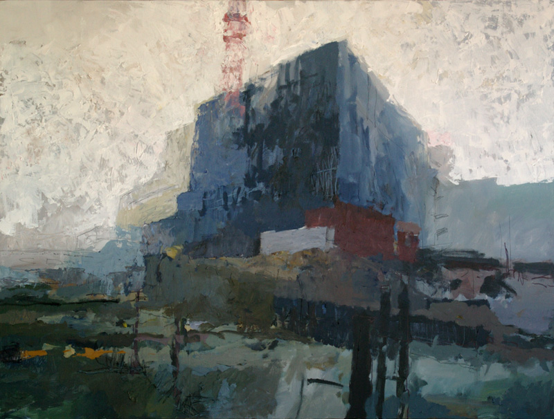 abstract painting of large open shelter