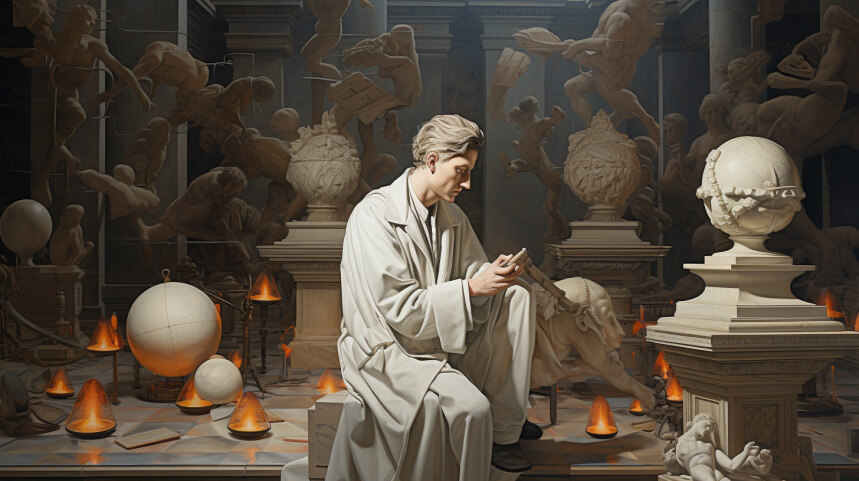 man in workshop sculpting