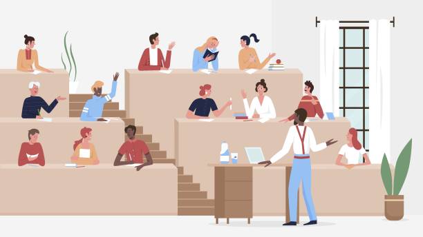 illustration of faculty member talking to class