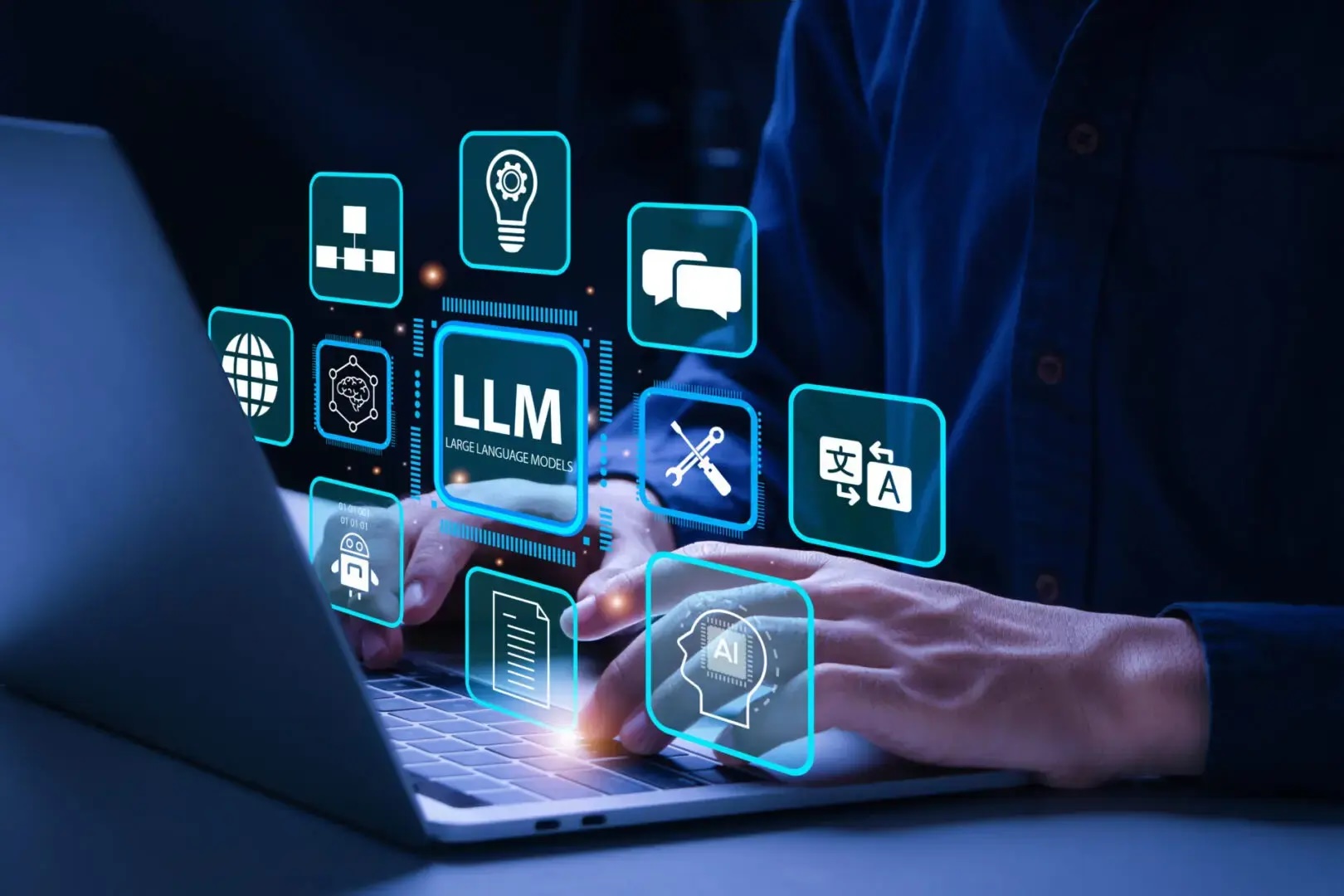 hands-typing-on-laptop-using-LLM