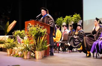 Troy Hall speaks at Honors commencement ceremony